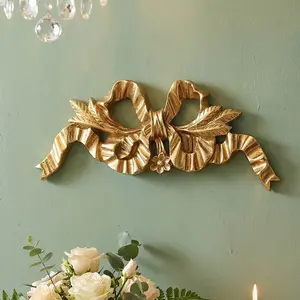 Resin Bow Wall Decor, Vintage & Silver Color, Home Living Room, Study, Bedroom, Restaurant, Hotel Wall Decoration