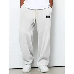 Men's Mid-Waist Straight Leg Waffle Knit Athletic Pants - Wrinkle-Free Casual Trousers with Full-Body Waffle Texture, Loose Fit, Machine Washable & Pockets| Gym, Office, Travel| Grey/White (No Tailoring Required), Men Shoe, Gym Clothes For Men,