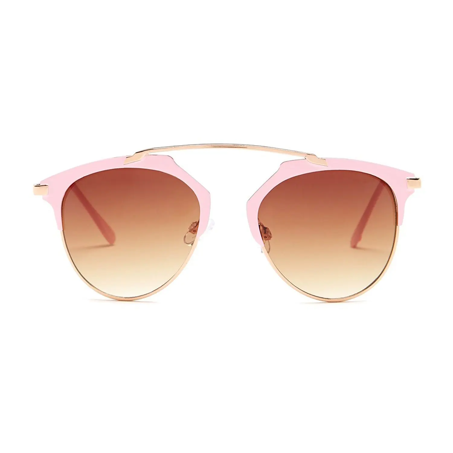 Betsey Johnson Architectural Modern Open Brow Wire Frame Sunglasses, BJ475114, Pink, 1 Size, One Size