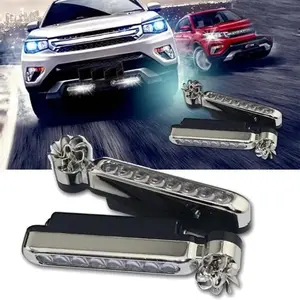 2 Pcs 8 LED Wind Powered Light Waterproof Motorcycle Decorative Car Exterior Daytime Light Fog Lamp Running Light Headlights Colorful