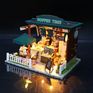 DIY Wooden Coffee House 3D Puzzle Kit, Diy Building Model, Creative Gift for Birthday and Holidays, Home Decor for Ages 14 and Up, Fun Crafting Activity, Wooden House Kit Adults