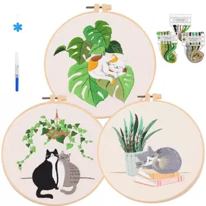 3 Pack Embroidery Kits for Beginners, Embroidery Kits for Adults, Easy Embroidery Kit