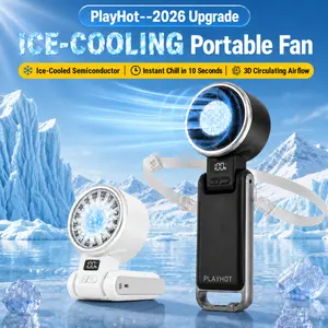 PLAYHOT Cool Fan,New Ice Cooling Handheld Turbo Fan Portable PlayHot Rechargeable Personal Fan 5 Speed 25550RPM Powerful for Travel Outdoor Camping Hiking Black