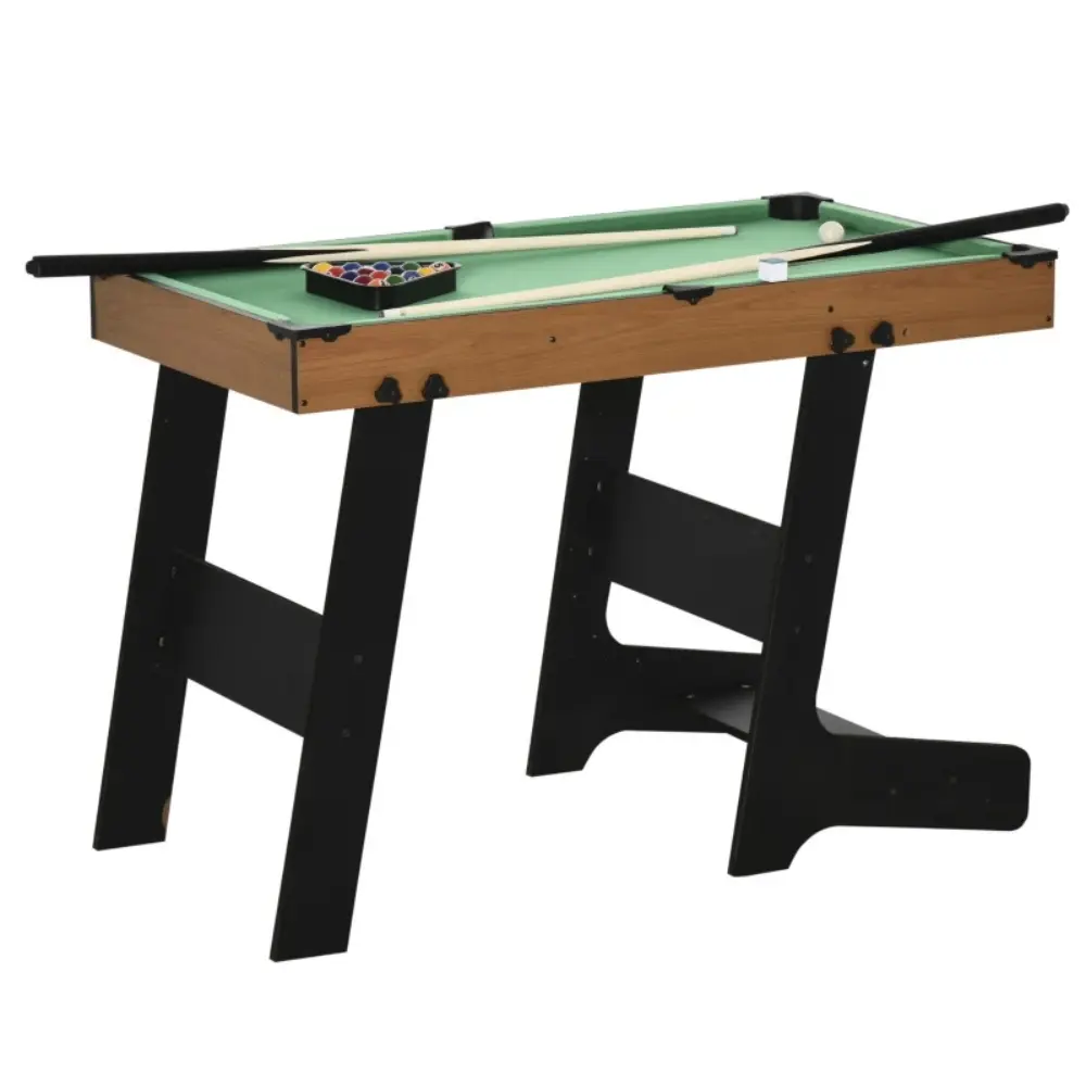 Foldable Compact Space-Saving Billiard Table - MDF Board Construction, Folding Legs, Bumper Cushions, Realistic Design, Pool Chalk, Pool Cue Stick for Outdoor Billiards & Snooker Sports, Tables, Cue Chalk, 16 X Pool Balls
