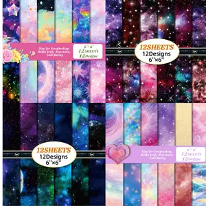 12 Sheets/48 Sheets Shiny Star and Galaxy Paper, High-Quality Dreamy Sweet DIY Creative Background Paper, Perfect for Gift Wrapping and Scrapbooking