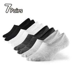 WANDER No Show Socks Mens,Womens Men Ankle Socks Short Low Cut Invisible Liner Non Slip Casual Athletic Boat Socks，Cotton Thin Non Slip  Men Invisible Sock Black Sport,7 Pair,Grip Socks Fabric Mesh