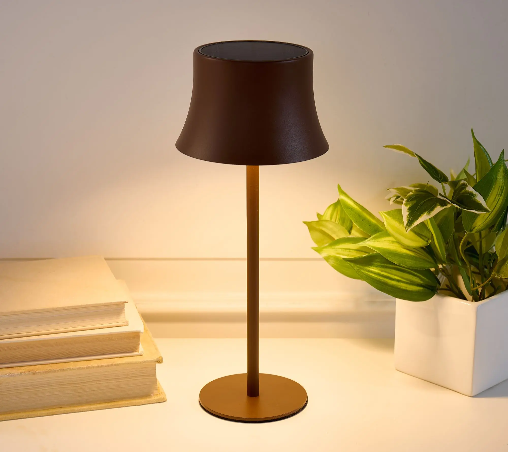SecureBrite 13" Solar Indoor/Outdoor Lamp with Metal Shade