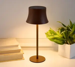 SecureBrite 13" Solar Indoor/Outdoor Lamp with Metal Shade