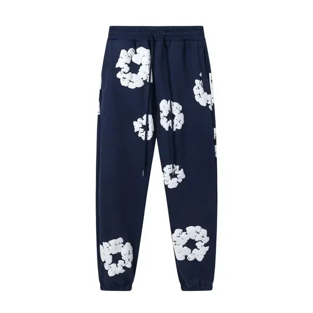 Navy blue sweatpants (white floral wreat