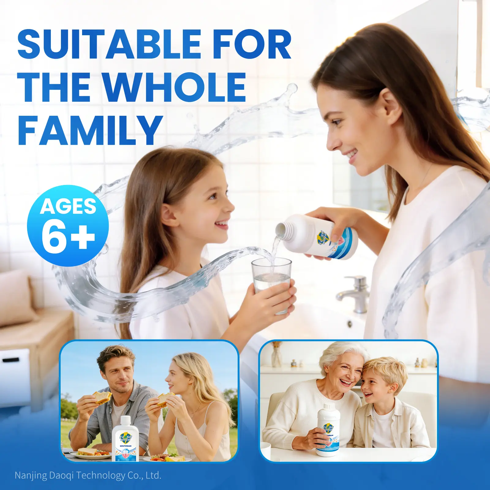 Flash Water Alcohol Free Mouthwash, Gentle Non-Irritating Formula for ...