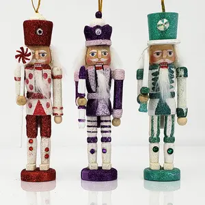 Candy Cane Nutcracker Ornament Set of 3 in 6 inch