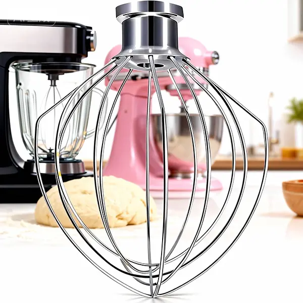 Stainless Steel 6-Wire Whisk Attachment - Durable Reusable Kitchen Supplies, 4.5 Qt Cooking Accessory for 4.5/5 Qt Tilt-Head Stand Mixers, Dishwasher-Safe for Egg Beating & Heavy Cream Whipping