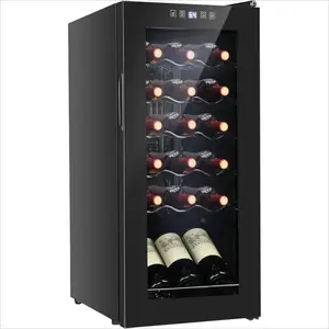 Ubesgoo 18 Bottle Wine Fridge, Freestanding Compressor Wine Cooler Refrigerator, Beverage Wine Chiller with Digital Temperature Control & Double-layer Glass Door for Red White Wine, Champagne, Beer