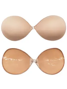 Invisible Silicone Bra for Wedding Dresses, Strapless Anti-Slip Push-Up Nipple Cover, Ultra-Adhesive Thong Style Breast Petals