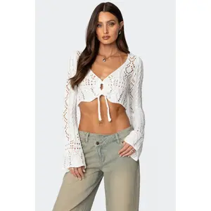 Tie Front Crochet Crop Top