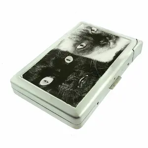 Black and White Ying Yang Cats Metal Case with Built in Lighter