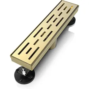 12 Inch Linear Shower Drain Rectangular Floor Drain with Accessories Rainline  Cover Grate Removable SUS304 Stainless Steel CUPC Certified Brushed