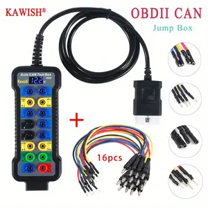 16-Pin OBD2 CAN Bus Test Junction Box, Automotive Scan Tool with LCD Display, Signal LEDs, 12V/24V Car OBDII Protocol Detector for Communication & ECU Testing