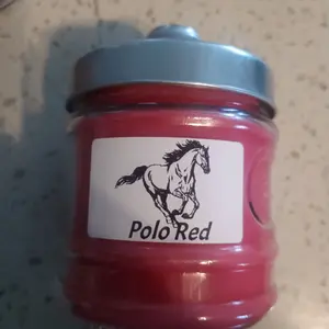 Polo Red Scented Candle in Glass Jar with Horse Logo Perfect for Home Decor and Aromatherapy