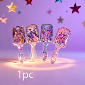 Kpop - Cartoon  girl group Hair Comb Square Cushion Cartoon Design,K-pop  High-Quality Long Handle Sandfall Styling Brush Universal Hairbrush for Stylish Hair Care  Universal Styling Tool for Women