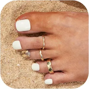 MILACOLATO 3Pcs Toe Rings for Women Non Tarnish 14K Gold Filled Toe Rings Set Daisy Flower Hug CZ Band Adjustable Toe Ring Summer Beach Foot Jewelry