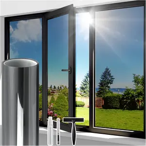 One Way Window Privacy Film, Window Tint for Home, Daytime Reflective Mirror Glass Windows Coverings Heat UV Blocking See Out Not in, Black, 17.5 x 78.7 Inch