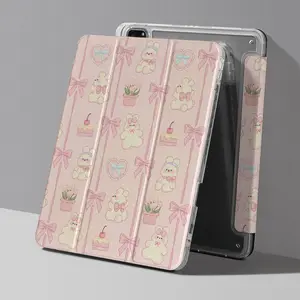 Apple iPad Case Soft Edge Tpu PC Transparent Anti-Drop Protection, Rabbit Pattern Design, Compatible with iPad 9, 10.9 Inch, Cartoon Style