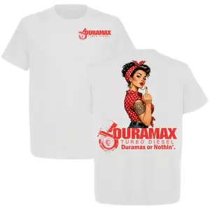 Duramax Turbo Diesel Or Nothin T-Shirt for Men, Funny Diesel Truck Graphic Tee, Pin Up Girl Mechanic Gift Shirt for Guys 6.6 HD 4x4 Pickup Truck