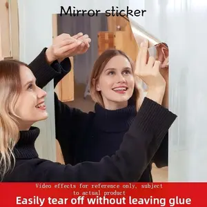 Self-Adhesive Mirror Sticker with Back Tape, 20x40 Inches, Soft Glass Mirror, DIY/glass Door Use, Home Full Body Mirror, Instagram Style Bedroom Reflective Film