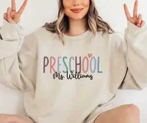 Personalized Preschool Teacher Sweatshirt, Pre-K Sweater, Custom Preschool Teacher Gift, Custom Gift for Preschool Teacher, Preschool Crew