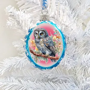 Designocracy 776003 3x2 in. Gray Owl Satin Mercury Glass Christmas Ornaments, Miniature Holiday Decor for Wildlife-Themed Home, Festive Gift (decor mercury glass christmas)