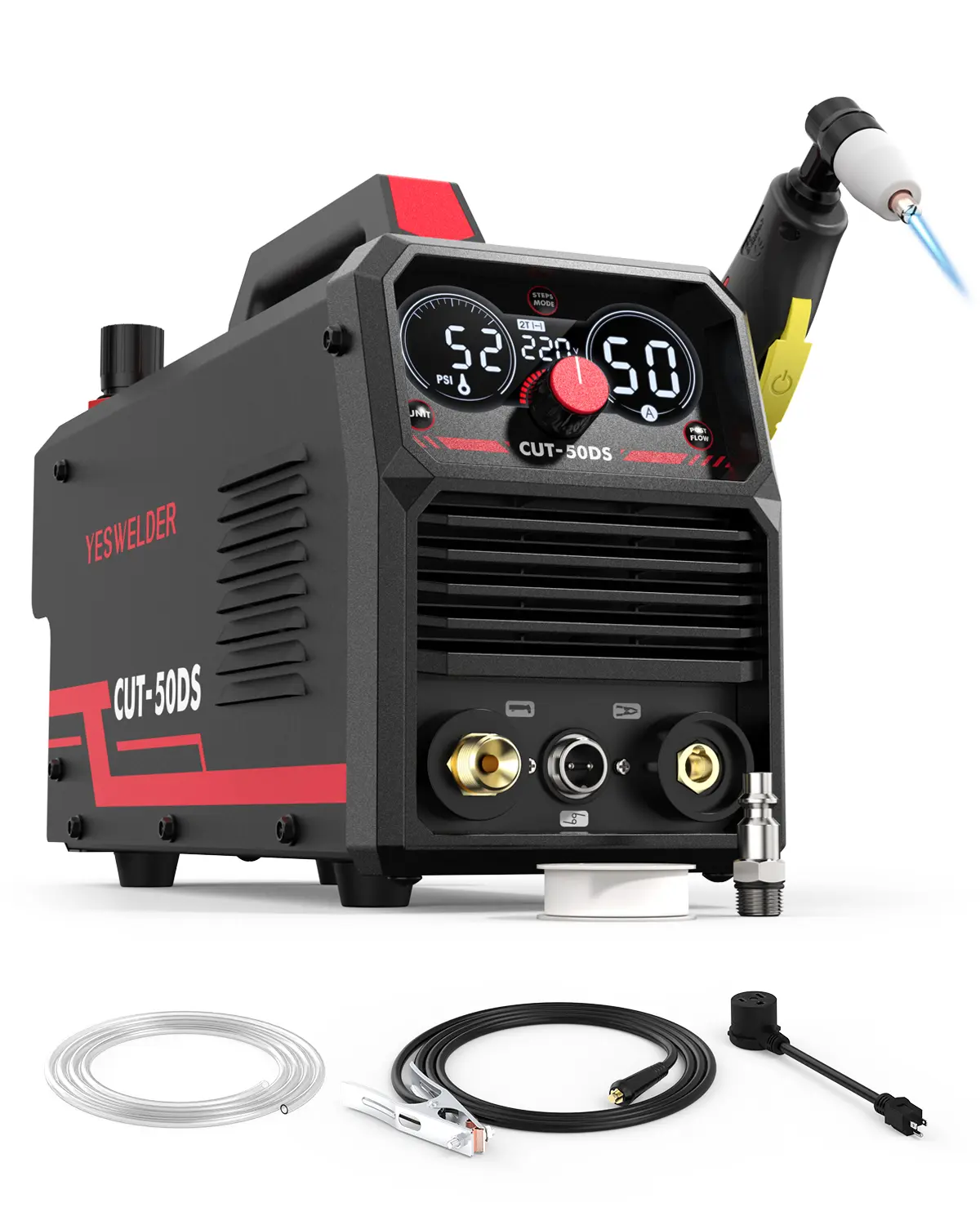 YESWELDER CUT-50DS 50Amp 110/220V Digital Display Plasma Cutter Full Kit with Adjustable Output, 2T/4T Function, 16/25" Max Cut - Tools and Gadgets, Work Tools for Construction
