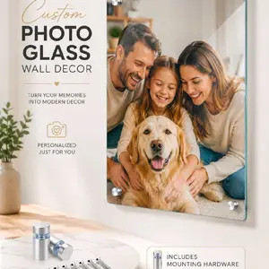 Custom 8x12 Glass Photo Frame – Personalized Wall Decor Picture Plaque for Family, Pets, Couples & Gifts