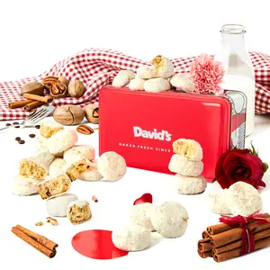 David's Cookies Cinnamon Pecan Meltaways Gift Box Tender Butter Cookies Dusted with Cinnamon in Sweet Sampler Gourmet Dessert Tin for Sharing Celebrations Snack Chocolate Chip Pecan Flavor