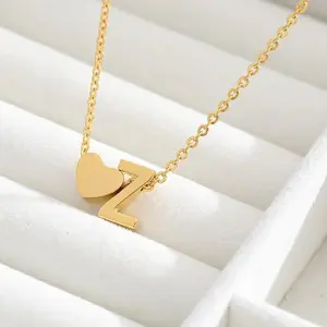 Tiny Initial Necklaces for Women Golden Heart Letter A-Z Necklace Dainty Heart Name Necklace Personalized Initial Tag Pendant Birthday Gifts Anniversary Gifts Jewelry for Women Girls Mother's Day Gift