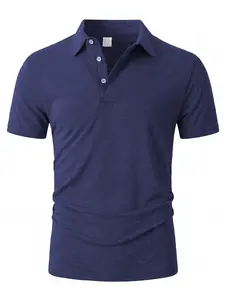 Men's Classic Solid Color Plain Polo Shirt Short Sleeve Moisture Wicking Casual Golf Top Breathable Cotton Blend Collared Blouse Business Daily Wear