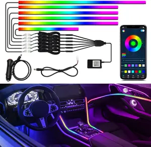 6 Strip Acrylic RGBIC LED Interior Lighting for Cars Trucks & SUVs Addressable LEDs Music Sync Mode Plug & Play Cut-to-Length Design Universal Fit