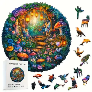 501 Colorful Magic Forest Wooden Box Jigsaw Puzzle, Wooden Handmade Puzzle, Fun & Creative DIY Toy, Perfect Gift Idea for Kids & Adults, Ideal for Relaxing Entertainment