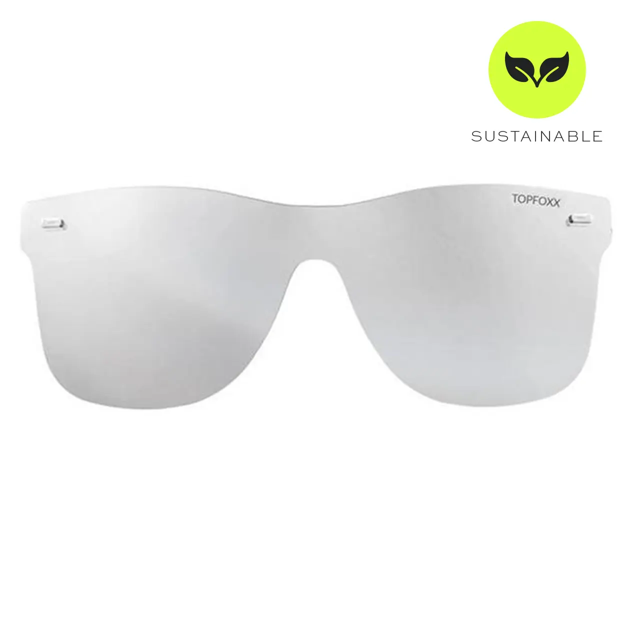 Topfoxx Sustainable Square Framed Sunglasses - Mirrored Silver Mirror Glasses - Tangle-Free Wayfarer Style - Certified Shatter-Resistant Lenses - UV400 UV Protective Sunglasses - UV Blocking Eyewear - One Size - For Women & Men