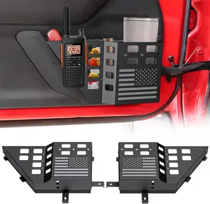 DIAMOOKY Upgraded Metal Front Door Pocket Storage Box for Jeep Wrangler JK JKU 2018 2017 2016 2015 2014 2013-2007 2/4 Door Accessories, Adjustable Door Organizer Molle Panels, 2PCS