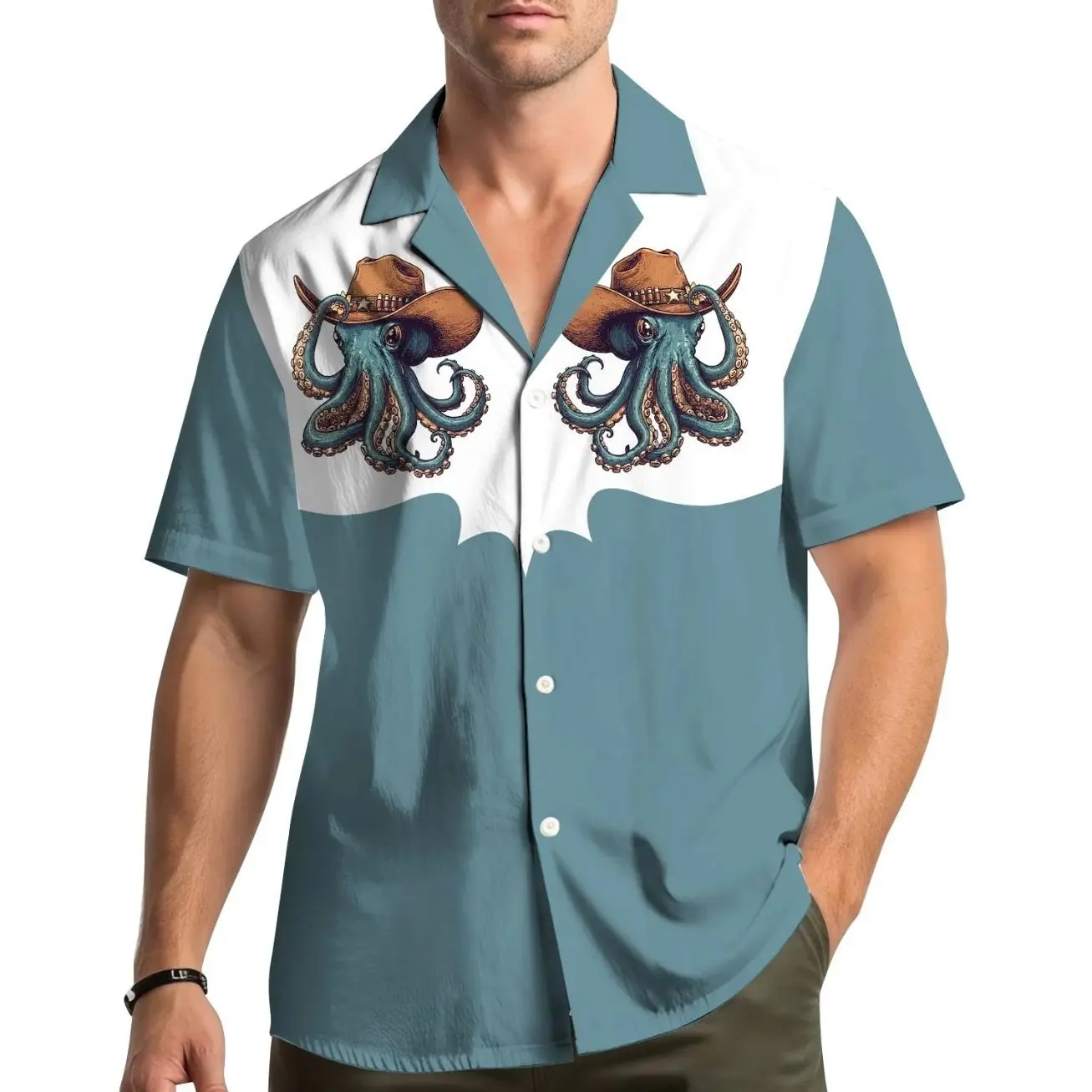 Octopus Cowboy Hawaiian Shirt Men Women Youth, Funny Sea Animal Western Shirt, Summer Beach Gift For Frends, Fans
