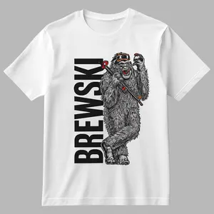 Renegade Brewery Brewski T-Shirts Unisex 100% Cotton Ribbed Collar Double Stitched Design Featuring Skier Ape Graphic