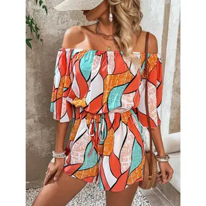 1 piece of elastic one-shoulder jumpsuit, elastic waistline enhances body proportions, comfortable and soft fabric