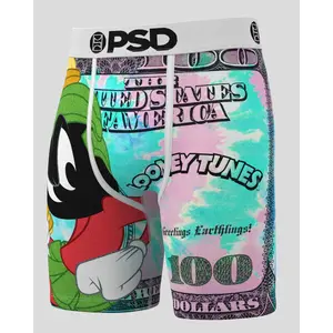 PSD Mens Looney Tunes - Marvin 100 Boxer Brief - Standard Length 7 Inch Inseam, Soft and Breathable Poly Blend Fabric