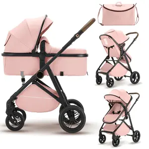 Infant   High Landscape Pram for Newborns, Reversible Seat Lightweight Foldable Pushchair, Shock Absorbing Wheels, Multi Position Reclining  Carriage, One Hand Compact Folding Travel  for Indoor Outdoor push click Baby Stroller with Bag