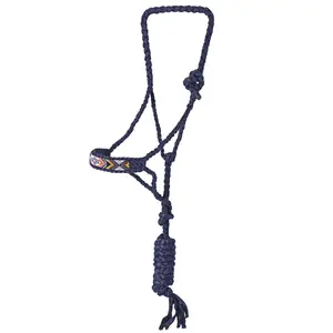 Hilason Braided Nylon Rope Halter  Beaded Noseband  With Lead Rope Halter for Horses