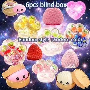 6-Piece Set Soft Transparent Crystal Cat Paw Blind Box, Random Style Colors, Stress Relief Sensory Toys, Relaxing Pressure Ball