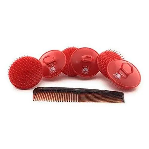 G.B.S Soft Scalp Massage Brush and Styling Comb for All Purpose for Women and Men, Red, Pack of 6 Haircare Handle