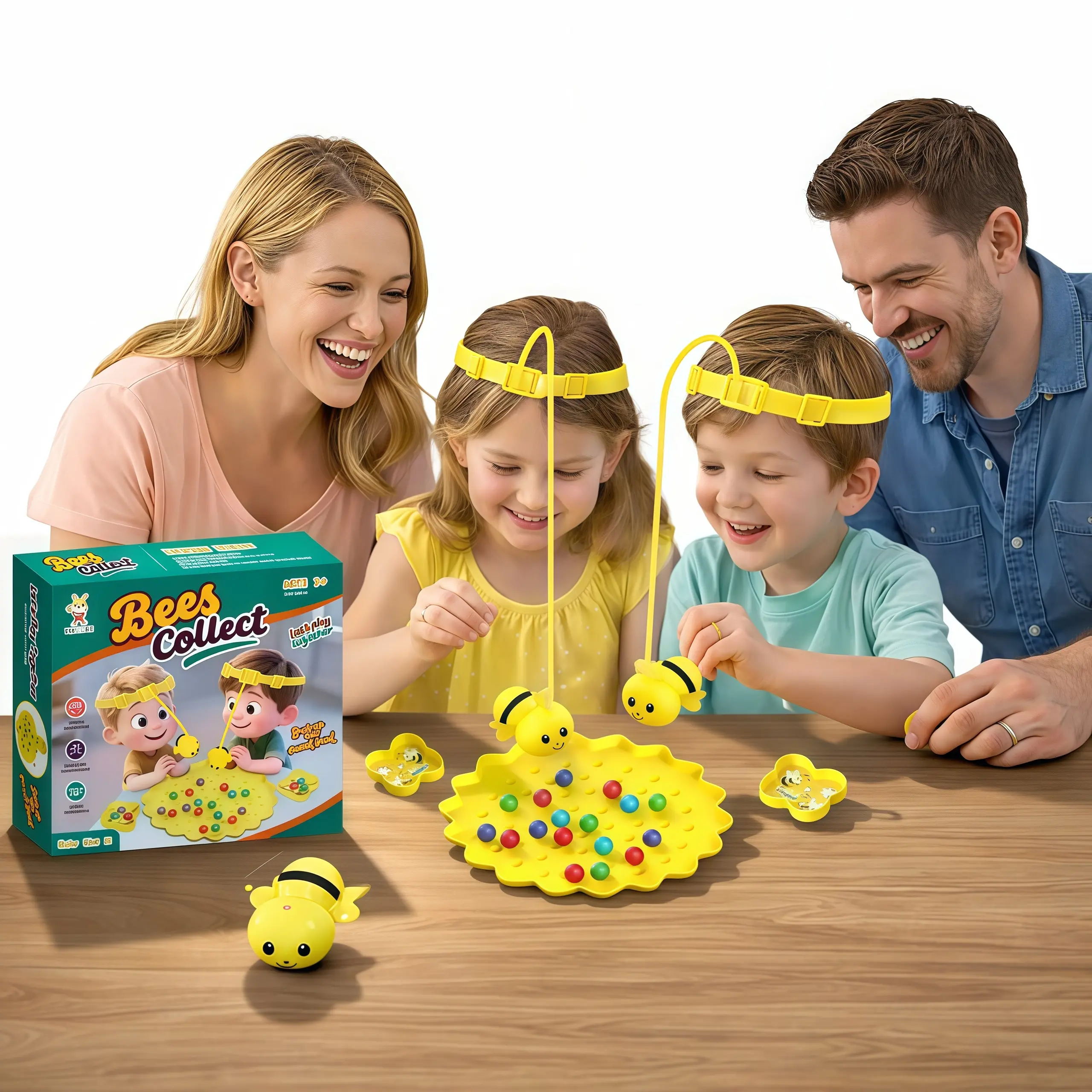 Magnetic Head Bee Theme Bean-Eating Board Game, 3+ Age Toddler Learning Activities Toy, 4-Player Fun Tabletop Game, Board Games Family Interactive Family Fun Party Favor