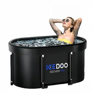 Upgrade XL 129 Gal Large Oval Ice Bath Tub for Athletes,Multiple Layered Portable Outdoor Cold Plunge Tub for Recovery,Cold Plunge for Family-Foldable Ice Baths for Home,Gyms,Indoor use